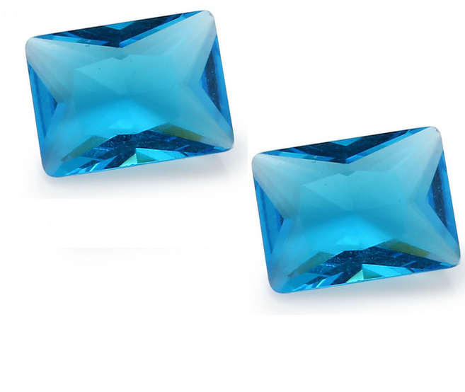 2 Pedras Água Marinha Zircônia Cor Azul Clara  9 mm x 7  mm mm Para Anel, Brincos, Pingente Unidade