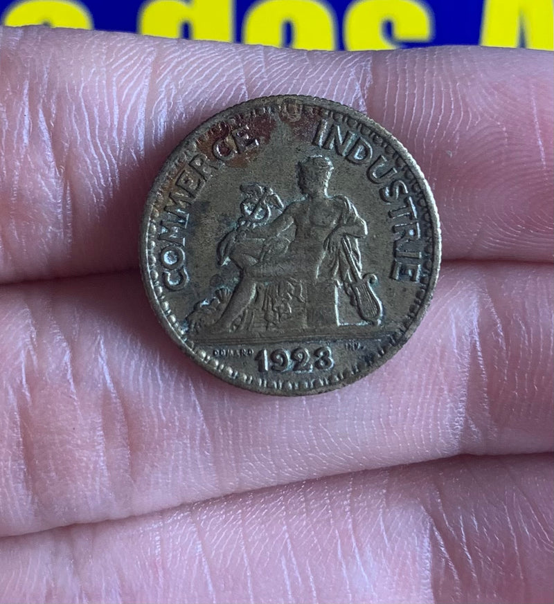 Moeda 50 Centimes 1923 Muito Antiga e Rara Coleção