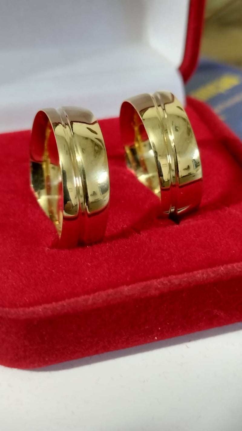 Alianças de Casamento Par Ouro 18 Kilates 10 Gramas 7 mm Tradicional Modelo Copacabana