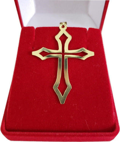 Pingente Cruz Crucifixo Vazado Ouro 18 Kilates 30 mm 2.10 Gramas