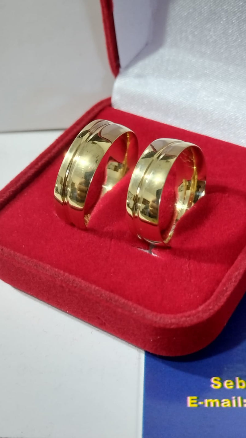 Alianças de Casamento Par Ouro 18 Kilates 10 Gramas 7 mm Tradicional Modelo Copacabana