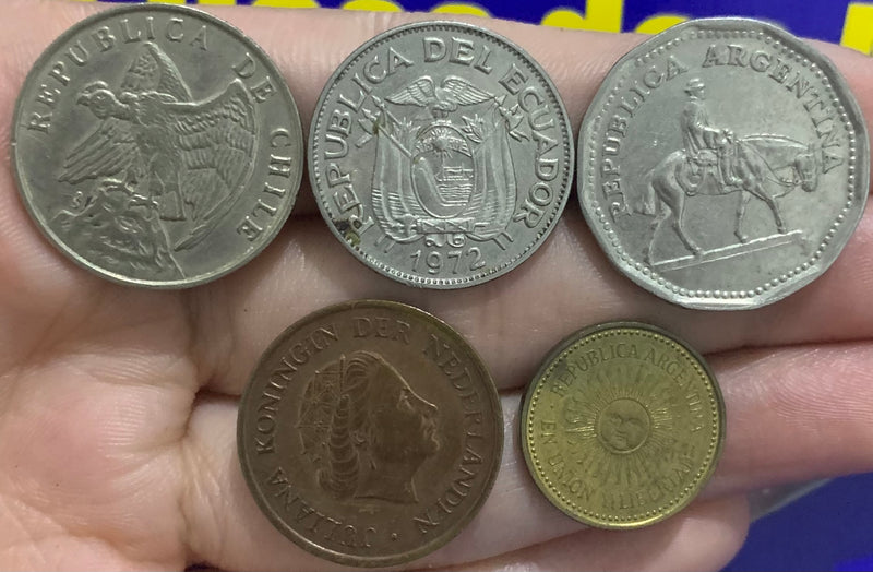 5 Moedas 5 Centavos, 10 Pesos, 20 Centavos e 50 Centavos 1975