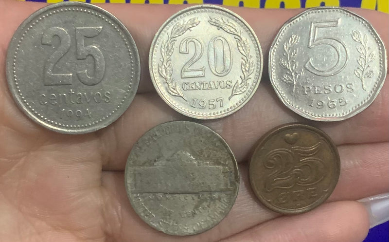 5 Moedas dolar e Pesos Raras