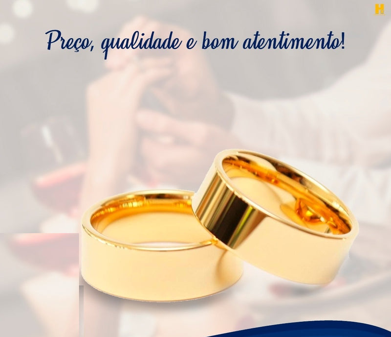 Alianças 7 mm Casal Par Casamento Ouro 18 Kilates Noivado Casal Maciça 9 Gramas Maciça