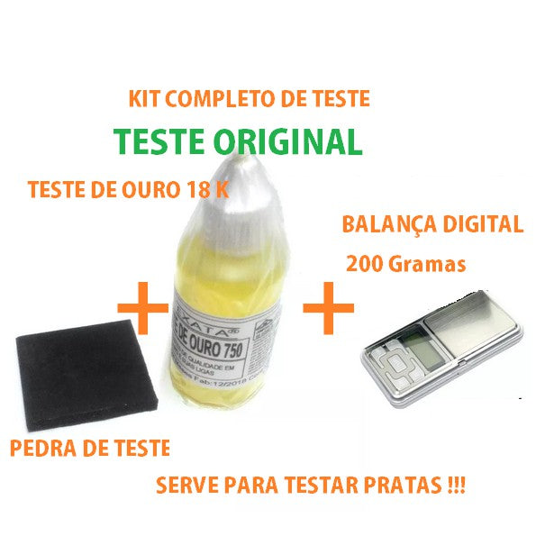 kIT teste ouro 750 e prata, Líquido,pedra balança pesa até 500 g