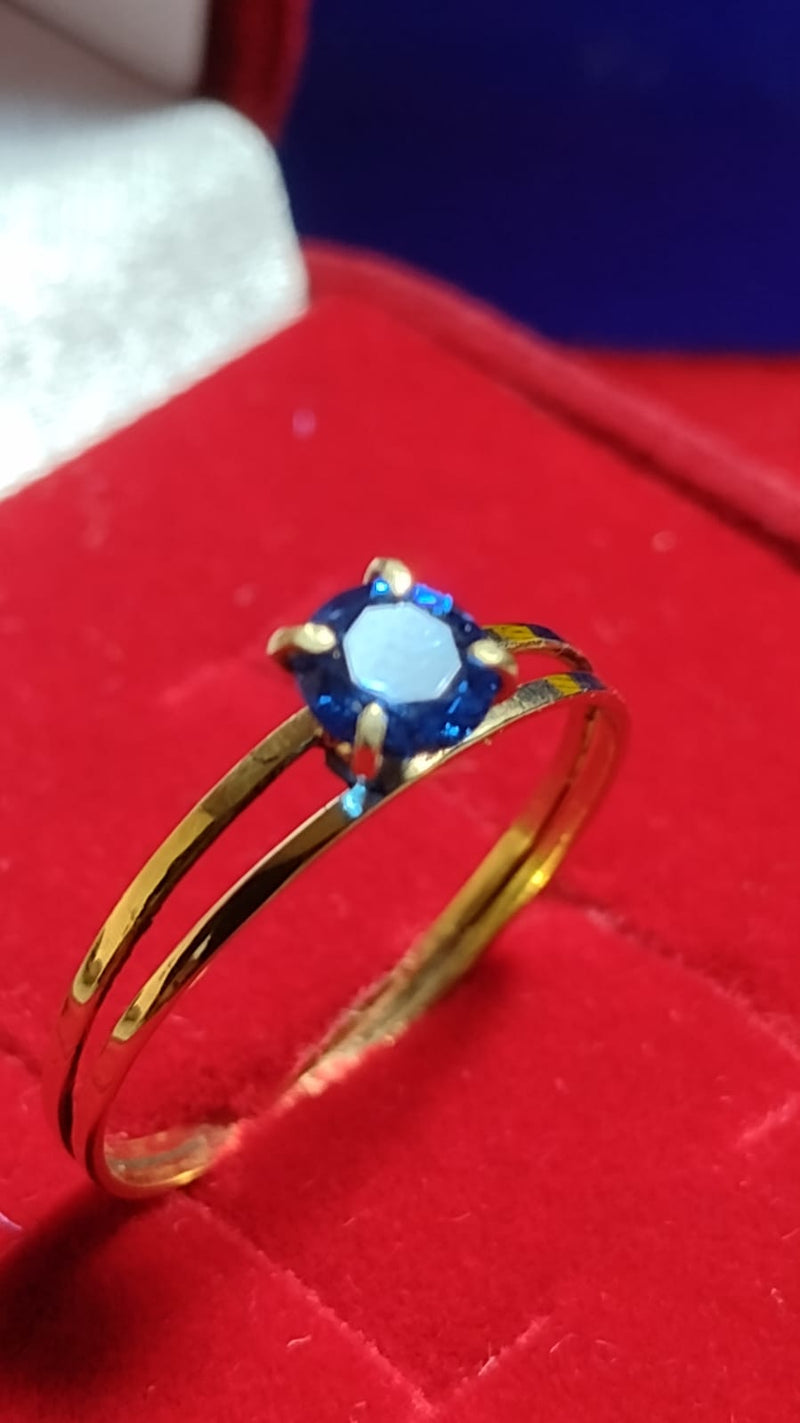 Anel Azul Ouro 18 Kilates Solitário 1.00 Grama Pedra Zircônia 4 mm Todas as Pedra Anel Vermelho, Azul, Verde