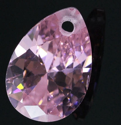 Pedra Zircônia Gota Com furo Para Pingente 18 x 13 mm Cor Rosa Alta qualidade