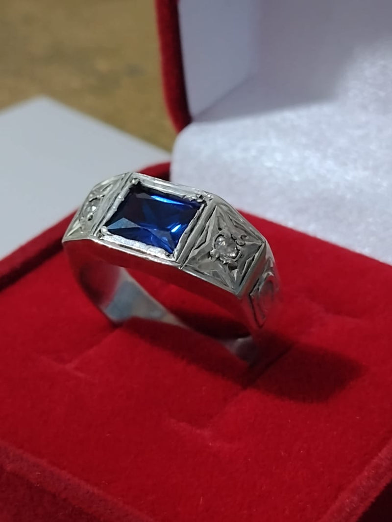 Formatura Masculino Anel Prata 950 Topo 10 mm Pedra 8 x 6 mm Zircônia Todas formaturas e cursos Maciço