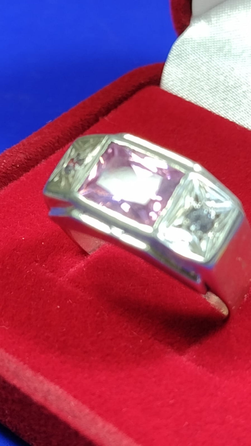 Anel de Formatura Prata 950 Topo 10 mm Pedra 8 x 6 mm Zircônia  Todas formaturas e cursos