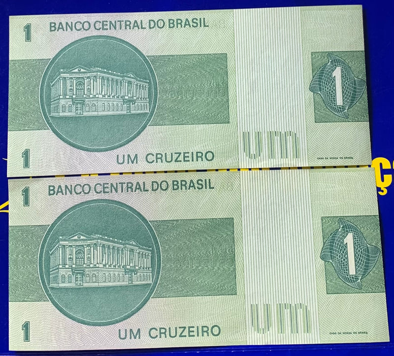 2 Cédulas 1 Cruzeiro Antigas Coleção Linda Cédulas Nova