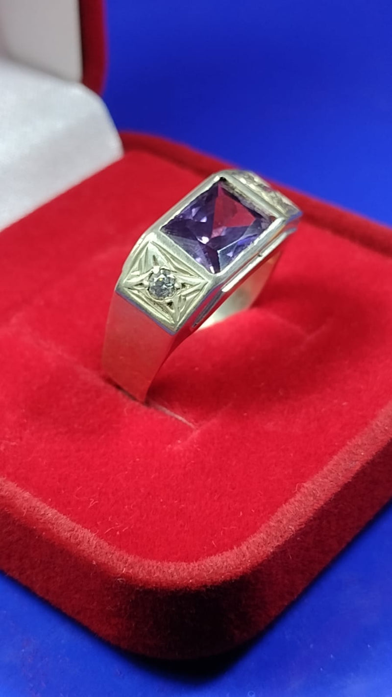 Anel Formatura Marculino Prata 950 Topo 9 mm Pedra 7 x 6 mm Zircônia Todas formaturas e cursos Maciço