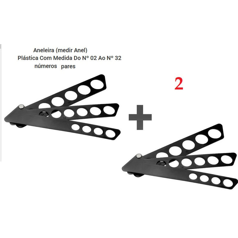 2 Aneleiras (medir Anel) Plástica Com Medida Do Nº 02 Ao Nº 32 Medidor de numeração para compra de aneis e alianças pela