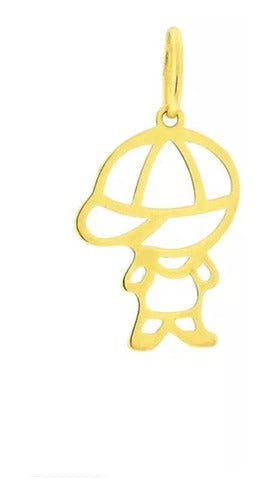 Pingente Boneco Menino Em Ouro 18k Vazado 0,30 Gramas 18 mm