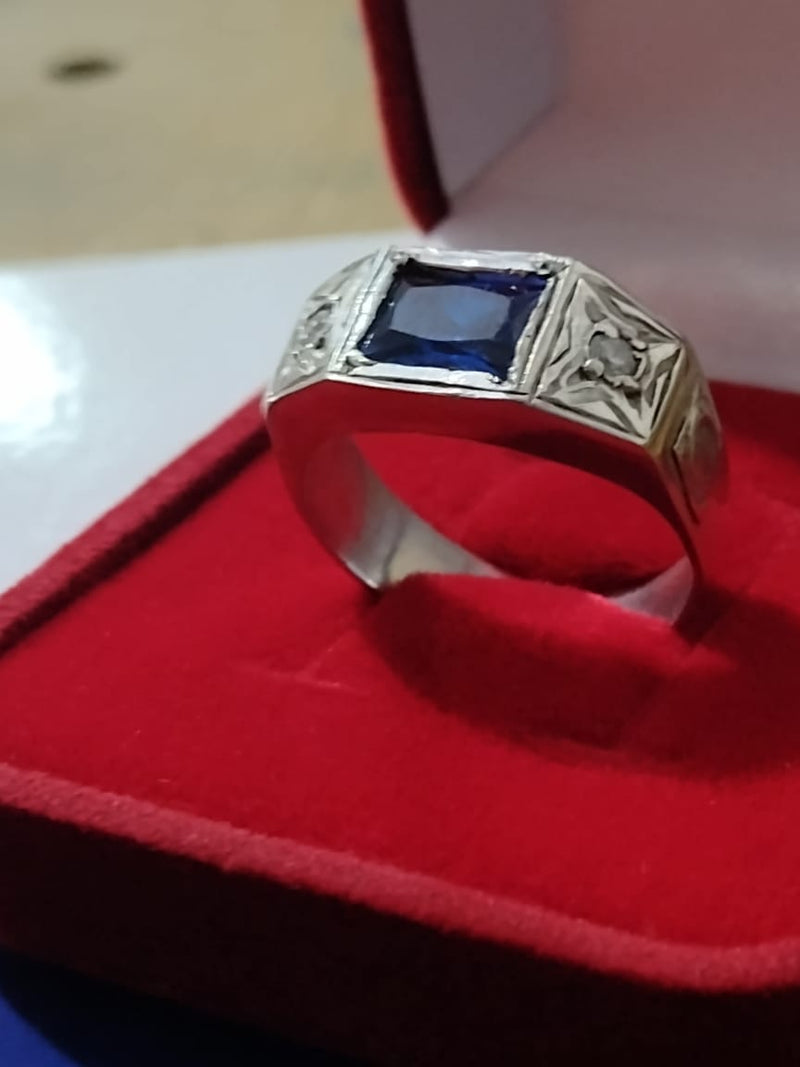 Anel Formatura Masculino Prata 950 Pedra 7 x 6 mm Zircônia Todas formaturas e cursos Maciço Topo 9 mm