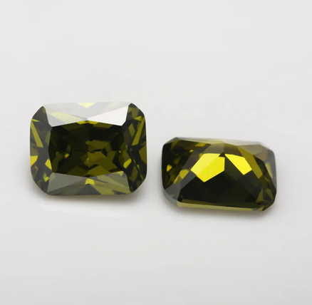 2 Pedras Zircônias Para Pingente Anel Brincos 8 mm x 10 mm Cores Olive Greem Alta Qualidade