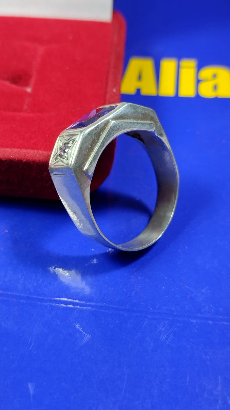 Anel Formatura Mecânica Masculino Prata 950 Topo 10 mm Pedra 8 x 6 mm Zircônia Todas formaturas e cursos Maciço