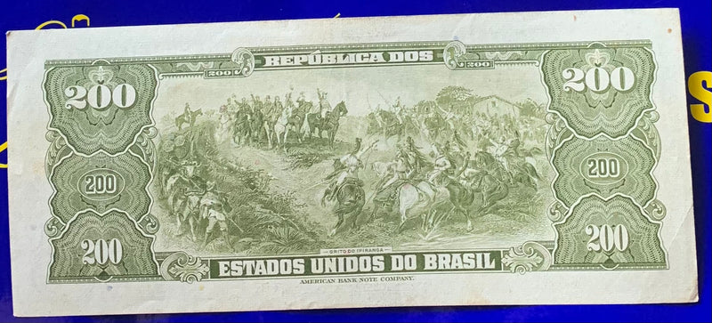 Cédula Duzentos Cruzeiros República dos Estados Unidos Do Brasil Antigas Coleção Brasil