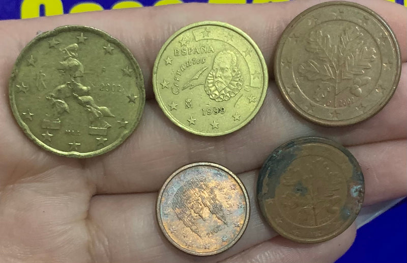 5 Moedas 20 Cent, 10 Cent, 5 Cent, 2 Cent e 1 Cent de Euro