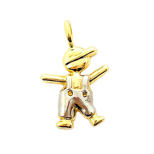 Pingente Boneco Filho Menino Duas Cores Em Ouro 18k