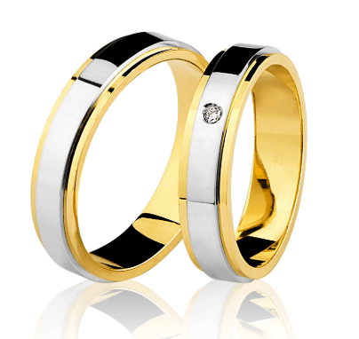 Aliança Casamento Noivado Bodas de Prata Ouro 18 Kilates Pedra  Brilhante de 2 mm Com Ouro Branco