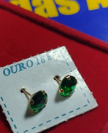 Brincos Ouro 18 Kilates 5 mm Pedra Zircônia